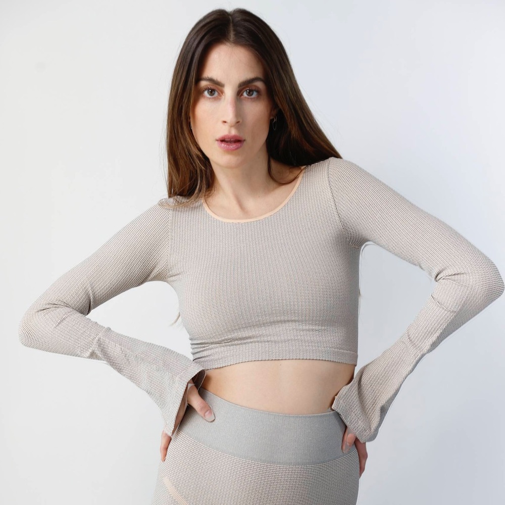 Phat Buddha x Camille Fishel Flat Iron cropped activewear top / small